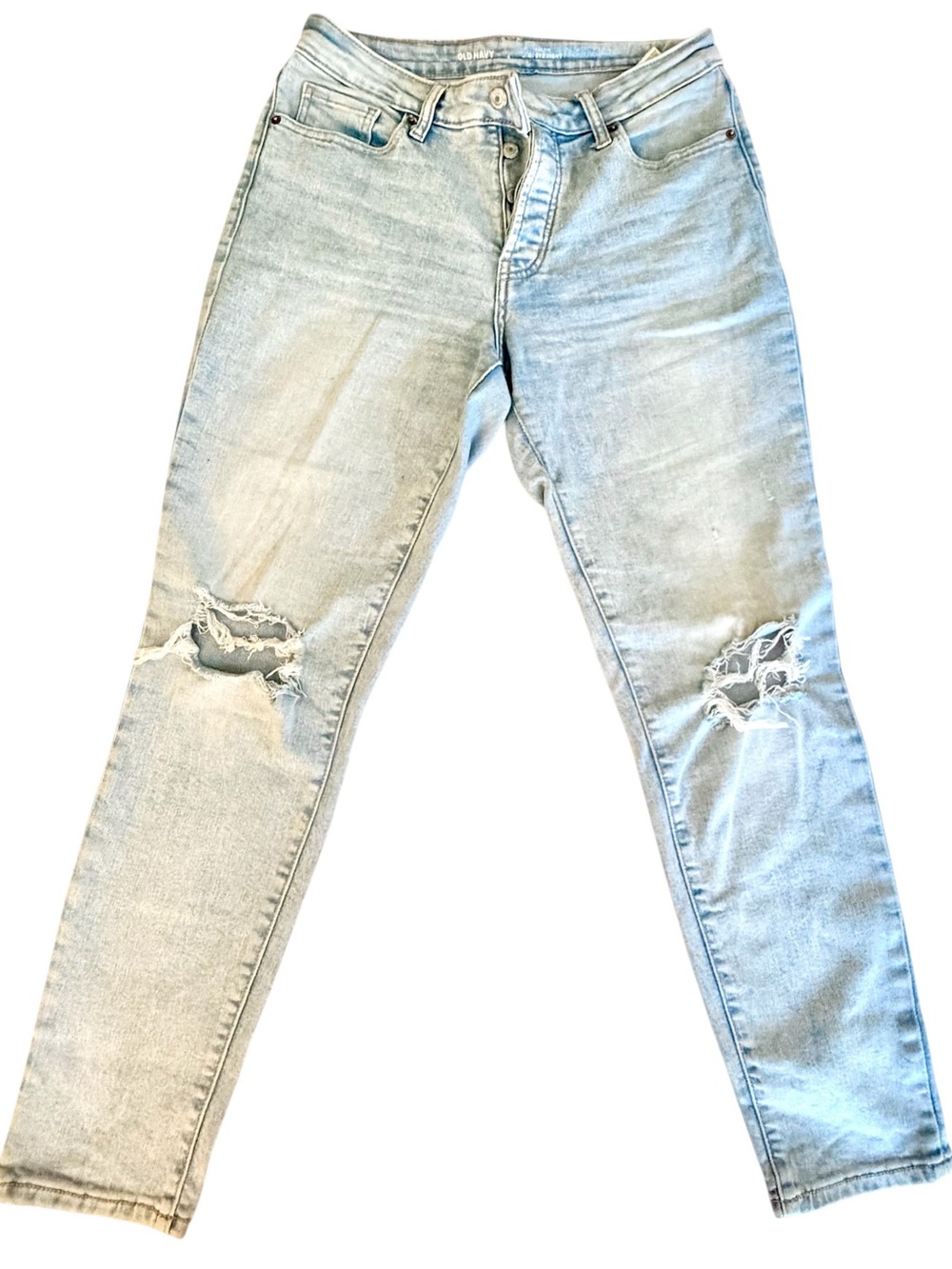 Old Navy High Rise OG Straight Distressed Light Wash Denim Jeans Size 6